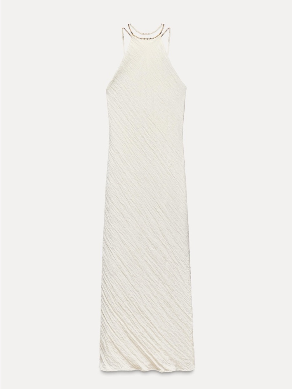 Zara Wrinkle Look Beaded Midi Dress
